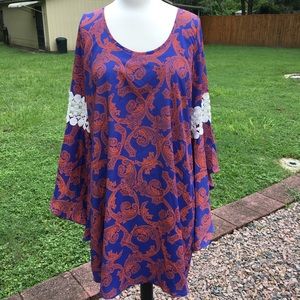 VOOM by Joy Han NWT L Royal Blue and Orange Dress